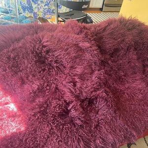 Plush Burgundy Mongolian Fur throw